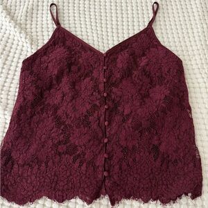 Abercrombie & Fitch Burgundy Lace Camisole Size Large